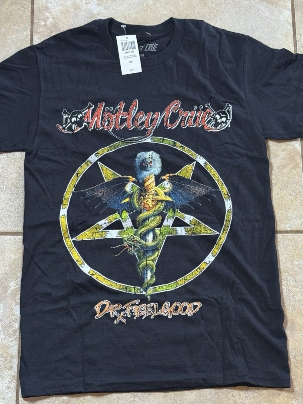 Motley Crue Dr. Feelgood Pentagram T-Shirt SMALL New With Tags